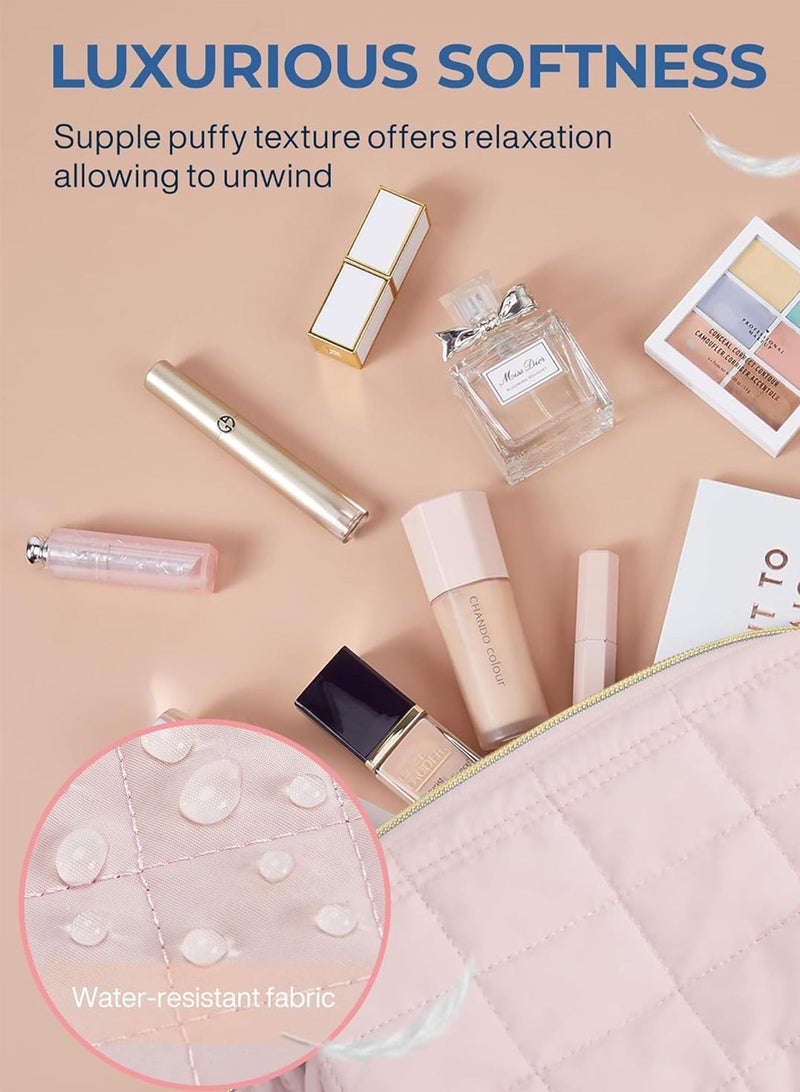 لينند حقيبة مستحضرات التجميل حقيبة السفر ، حقيبة مستحضرات التجميل ، حقيبة مستحضرات التجميل مجموعة واسعة من فتح جيب محفظة السفر يجب أن يكون اكسسوارات فرشاة ، الوردي - Image 3